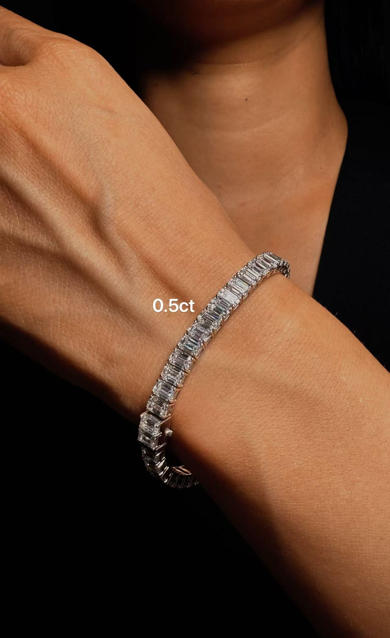 Emerald-Cut Moissanite Tennis Bracelet